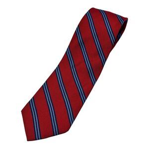 BROOKS BROTHERS Makers Pure Silk Woven in England Red Blue‎ Stripe Tie